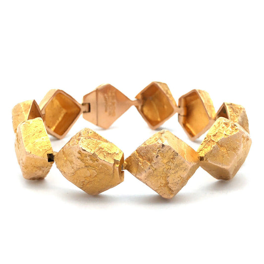 Bjorn Weckstrom Lapponia 14kYellow Gold Rapid Stones 1965 Modernist Bracelet