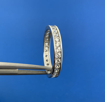 Designer Sterling Silver 925 Channel Set CZ Design Stackable Size 10 Band Ring