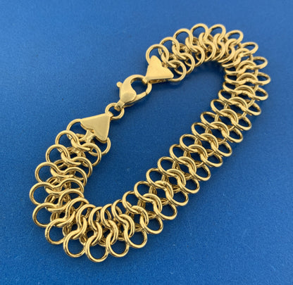 Designer LIRM Turkey 925 Sterling Silver Vermeil Triple Loop Modernist Bracelet