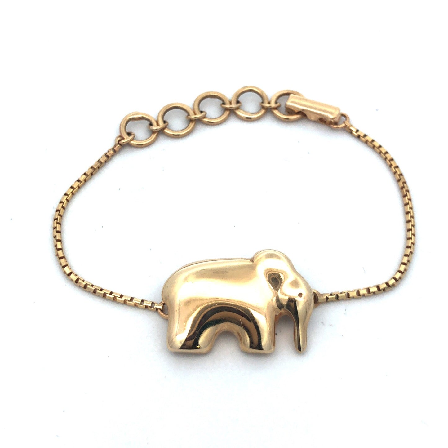 Mignon Faget 14K Yellow Gold Elephant Animal Cracker Venetian Box Link Bracelet