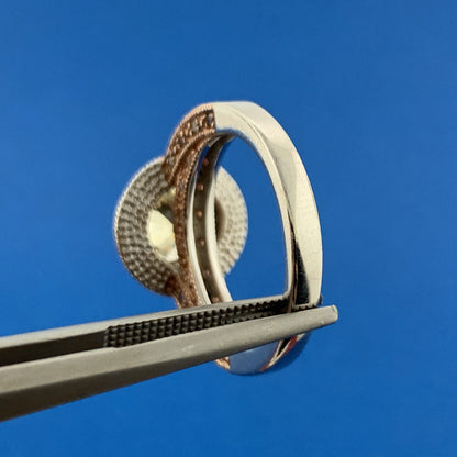 Joseph Esposito Sterling Silver Rose Vermeil Canary Cubic Zirconia Accents Ring