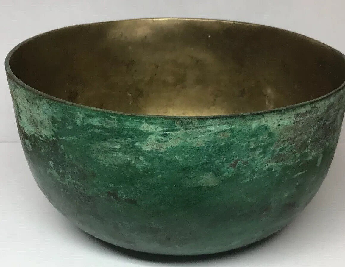 Vintage Antique Brass Great Patina Boiling Pot Pan Bowl Vessel Planter
