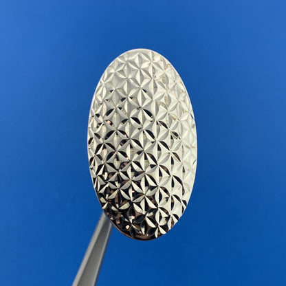 Designer Thailand Sterling Silver Oval Diamond Cut Engraved Statement Ring