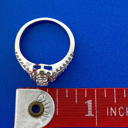 Stunning 14K White Gold Oval Diamond Halo Two Piece Engagement Bridal Set