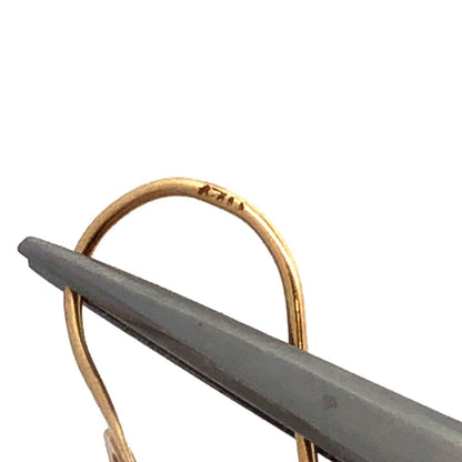 Estate 14K Yellow Gold Pearl Swirl Dangle Drop Modernist Hook Earrings