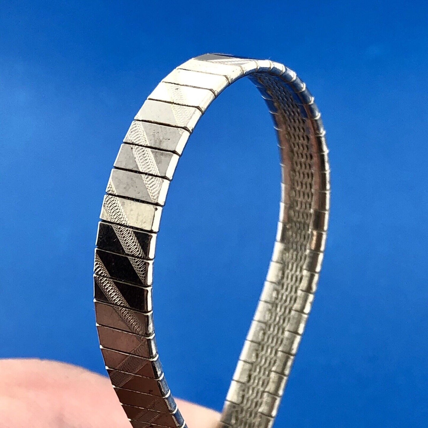 Vintage IBB Italy 925 Sterling Silver Polished Florentine Geometric Bracelet