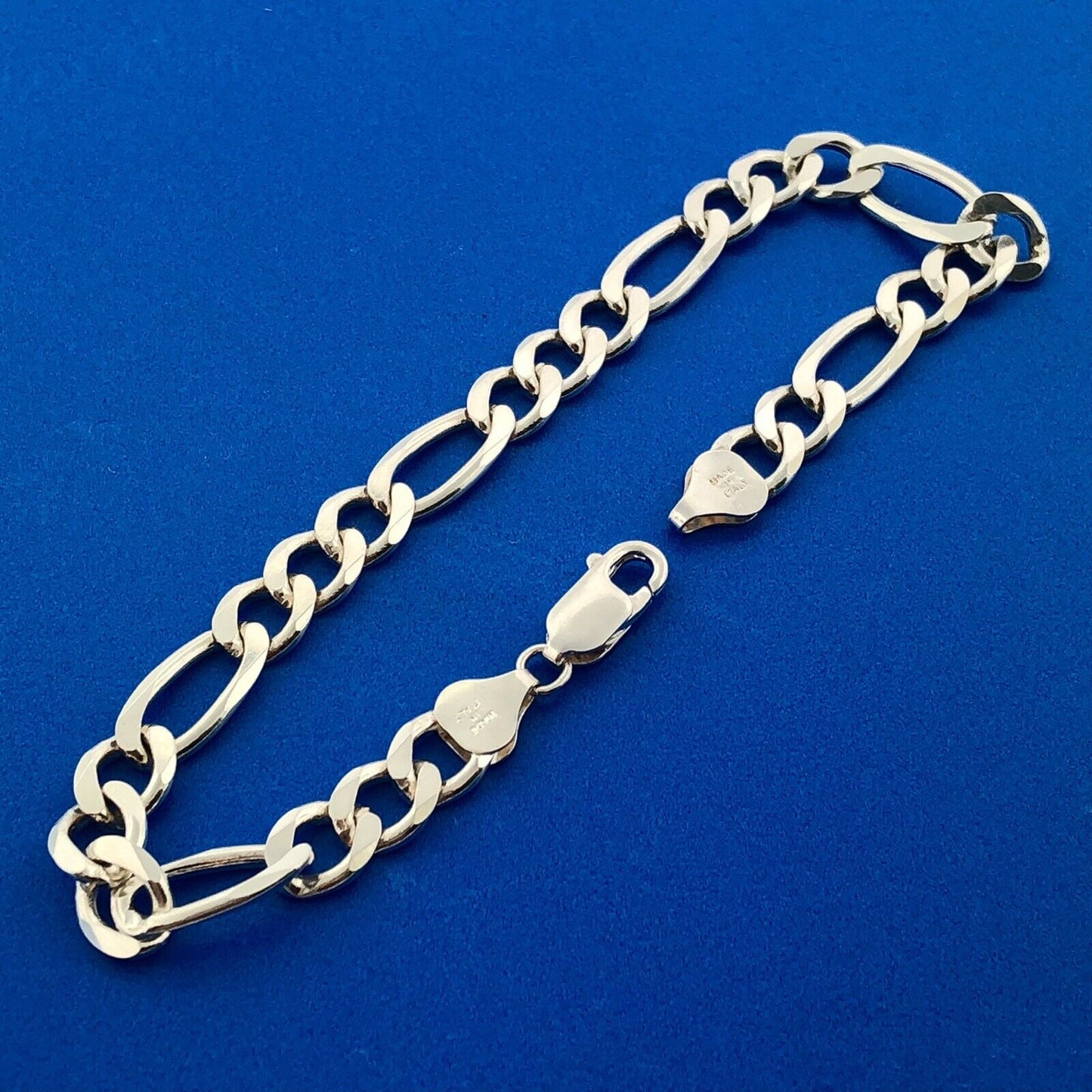Milor Italy 925 Sterling Silver Unisex Figaro Link Statement Bracelet