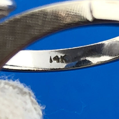 Mid Century Modern 14K White Gold Blue Star Sapphire Diamond Cocktail Ring