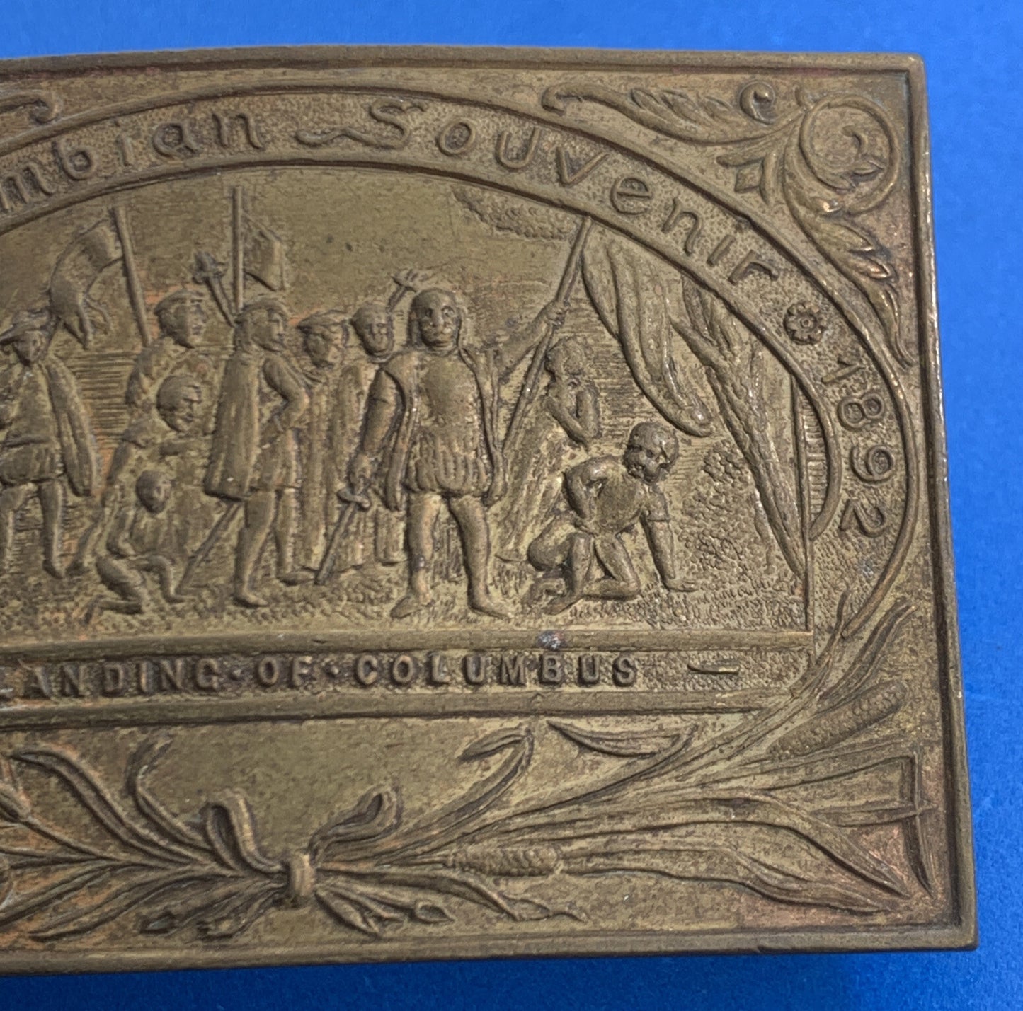 1892 Columbian Exposition Souvenir Columbus Bronze Belt Buckle