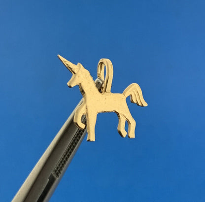 Designer 14K Yellow Gold Unicorn Carousel Horse Petite Child's Charm Pendant