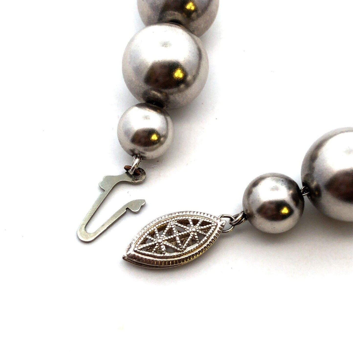 Vintage 925 Sterling Silver Marble Ball Bead Chain Statement Choker Necklace