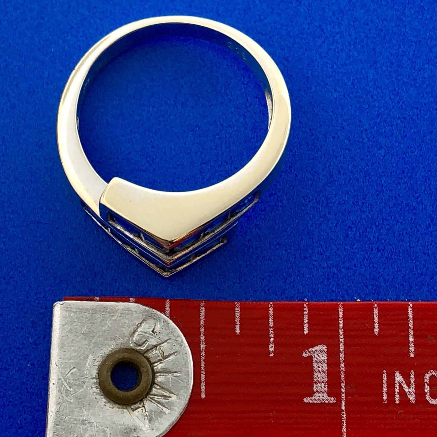 Modernist 18k White Gold Sapphire September Anniversary Birthday Abstract Ring