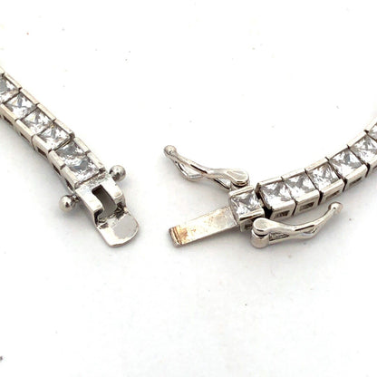Designer 925 Sterling Silver Square Cubic Zirconia CZ Tennis Bracelet