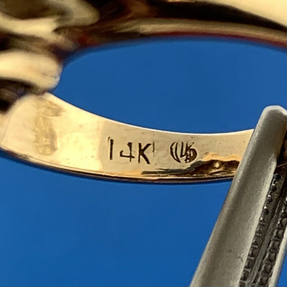 Gorgeous 14k Yellow Gold Round Cut Diamond Multi-Level X Cluster Ring Size 5.5