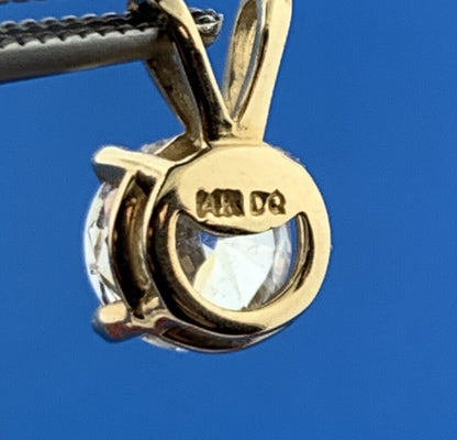 Diamonique 14k Yellow Gold Round Sparkling White Cubic Zirconia Charm Pendant