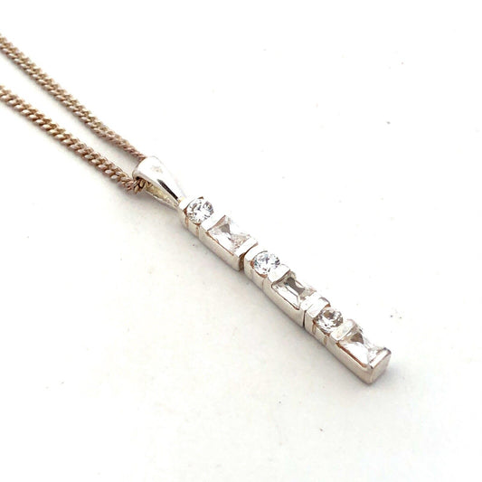 Designer Italy 925 Sterling Silver Cubic Zirconia Eternity Anniversary Necklace