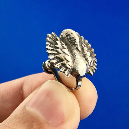 Art Deco Art Nouveau Artisan 925 Sterling Silver Swan Screw Back Earrings