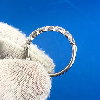 Stunning 14K White Gold Seven Diamond Anniversary Eternity Band Ring