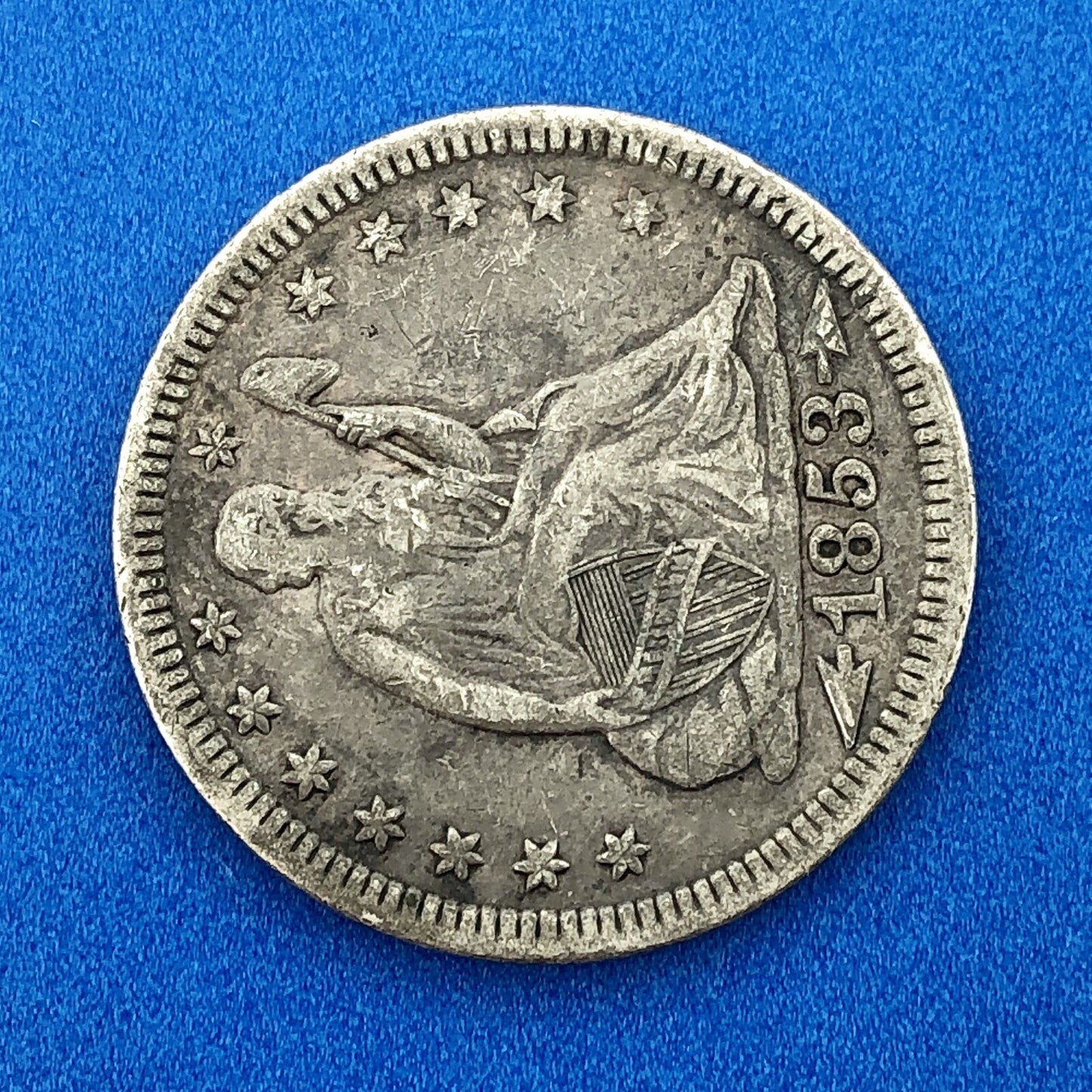 1853 P Seated Liberty Silver Quarter Dollar 25c Type 2 Better One Year Type Coin