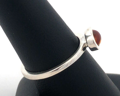 Estate 925 Sterling Silver Oval Orange Tourmaline Bezel Solitaire Ring