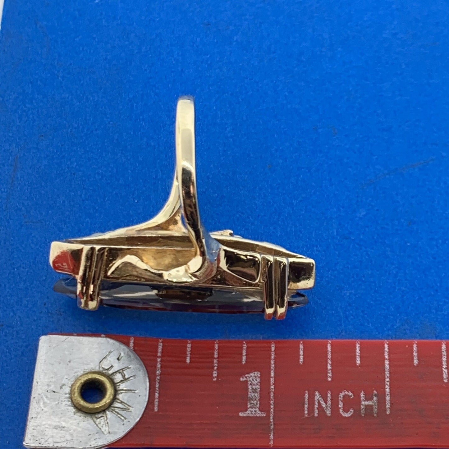 Vintage 14K Yellow Gold Marquise Quartz Statement Finger Cocktail Ring