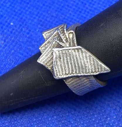 Designer Mignon Faget 925 Sterling Silver Knots And Bows Collection Banner Ring
