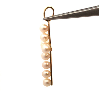 Designer 14K Yellow Gold Round White Pearl Cross Pendant