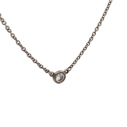 Designer Tiffany & Co. Perretti 950 PT Platinum Round Diamond Solitaire Necklace