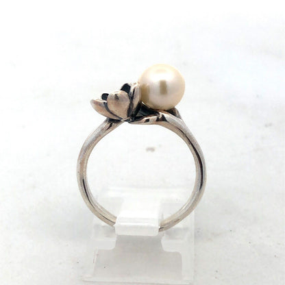 PANDORA ALE 925 Sterling Silver Cubic Zirconia Pearl Mystic Floral Ring 190924