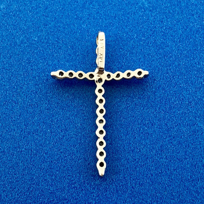 Designer 14K White Gold Pave Diamond Cross Easter Communion Cross Pendant