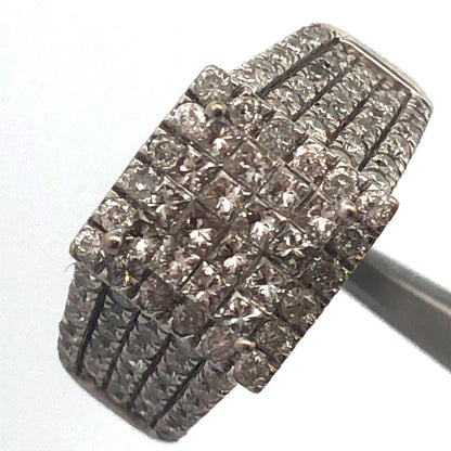 14K White Gold Diamond Cluster Waterfall Engagement Bridal Anniversary Ring