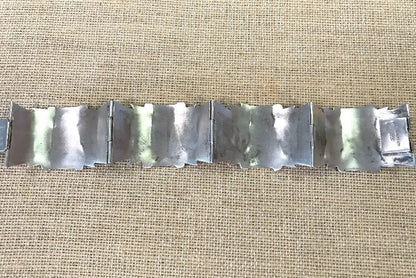 Mexico Sterling Silver 925 3D Peyote Design Four Panel Hinged Cuff Bracelet