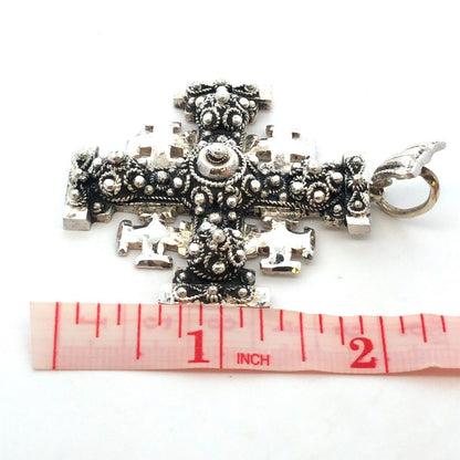 Designer Bethlehem 925 Sterling Silver Jerusalem Cross Statement Pendant