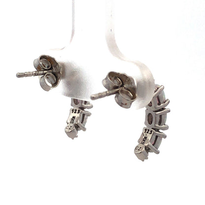 Designer 925 Sterling Silver Oval Opal Cubic Zirconia Half Hoop Stud Earrings