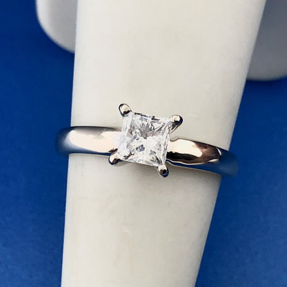 Stunning PWJ 14K White Gold Princess Cut Diamond Solitaire Engagement Ring
