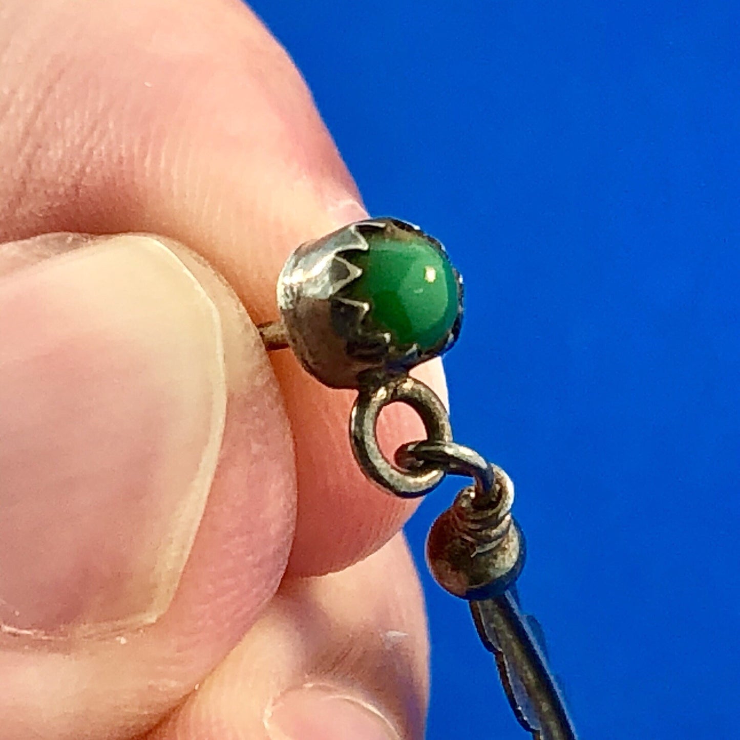 Artisan 925 Sterling Silver Green Onyx Feather Sun Catcher Drop Dangle Earrings
