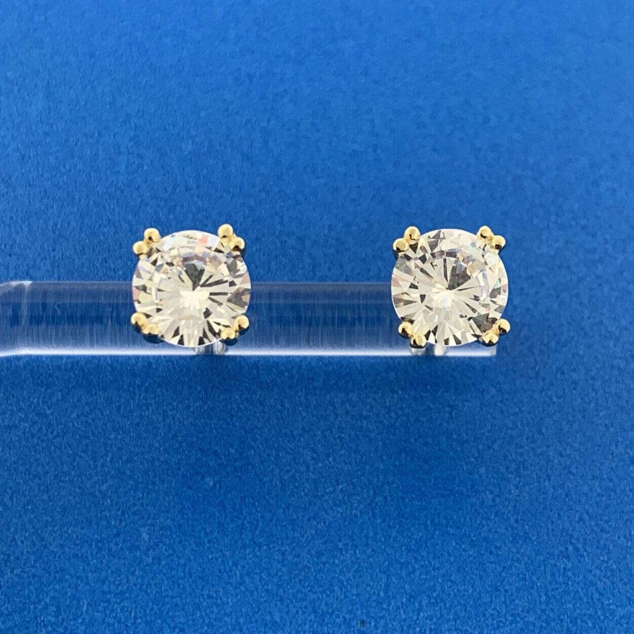 Designer Fuzion Creations Vermeil Sterling Silver 925 Sparkling CZ Stud Earrings