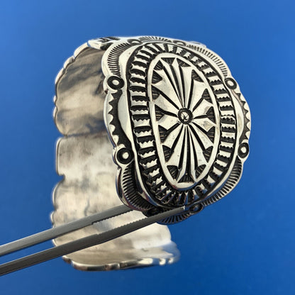 Rudy Willie Joe Delgarito Navajo 925 Sterling Silver Turquoise Cuff Bracelet