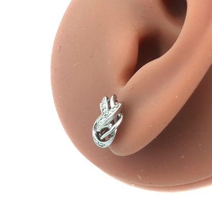 Designer 925 Sterling Silver Round Diamond Knot Stud Earrings
