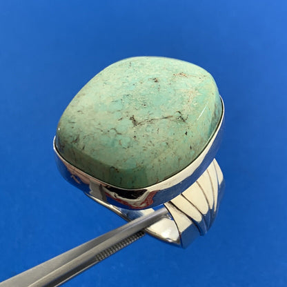 Rita Dawes Navajo 925 Sterling Silver Royston Green Turquoise Statement Ring