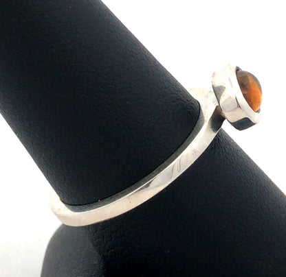 Designer Karthia 925 Sterling Silver Oval Citrine Bezel Solitaire Stackable Ring