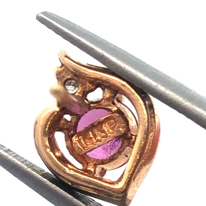 Estate Designer 14K Yellow Gold Ruby Diamond July Anniversary Stud Earrings