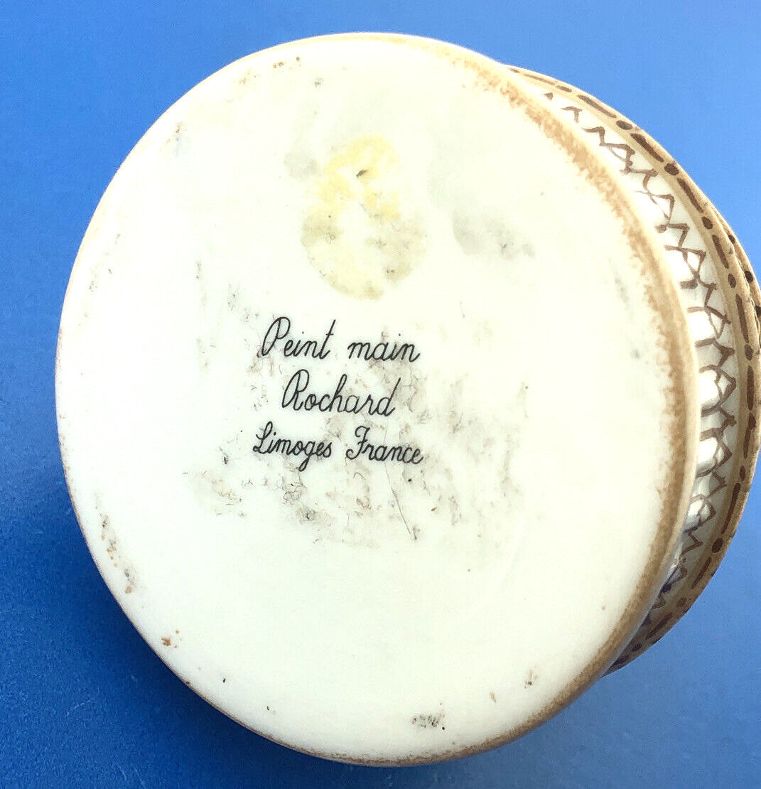Limoges France Rochard Peint Main Porcelain Capitol Rotundra Trinket Pill Box