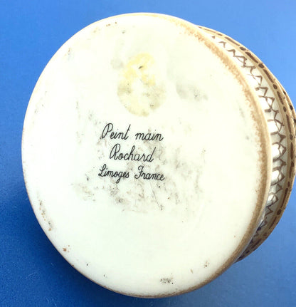 Limoges France Rochard Peint Main Porcelain Capitol Rotundra Trinket Pill Box