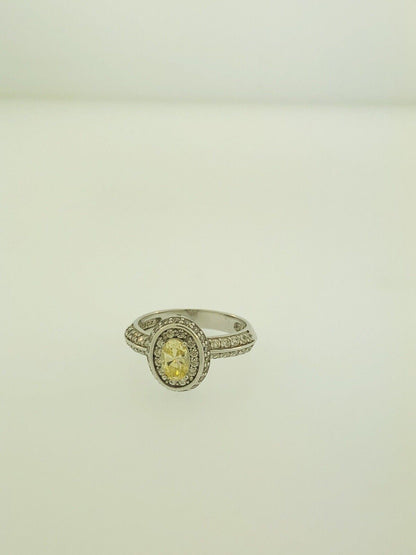 Sterling Silver Yellow White Cubic Zirconia Engagement Bridal Ring S179