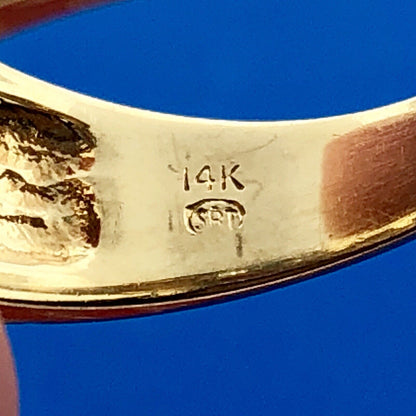 Vintage SRT 14K Yellow White Gold Diamond Ruby Channel Set Tapered Band Ring