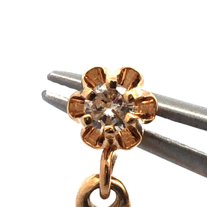 Vintage 14k Yellow Gold Diamond Scroll Gothic Chandelier Dangle Drop Earrings