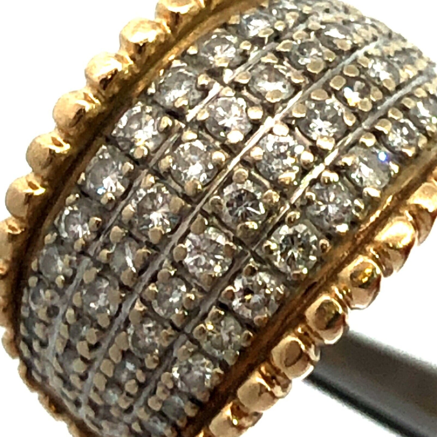 Designer 14K Yellow White Gold Diamond Tapered Anniversary Cigar Band Ring