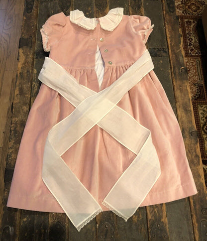 Sal & Pimenta Brushed Cotton Velour Dusty Rose Size 6T Girl's Lined Dress