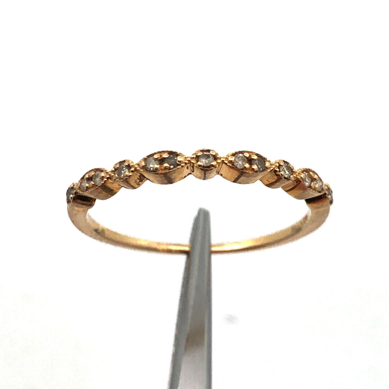 10K Yellow Gold Diamond Thin Stackable Wedding Anniversary Band Ring